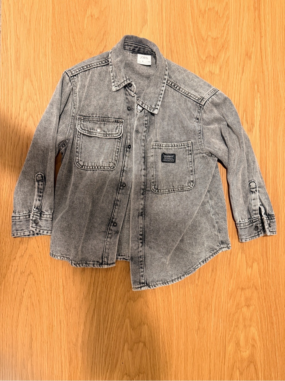 Zara Kids Washed Grey Denim Shirt Jacket